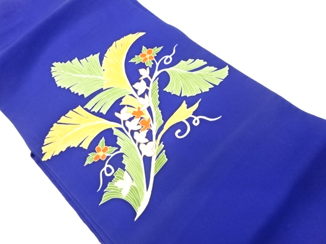 リサイクル　塩瀬金彩手描き草花模様刺繍名古屋帯